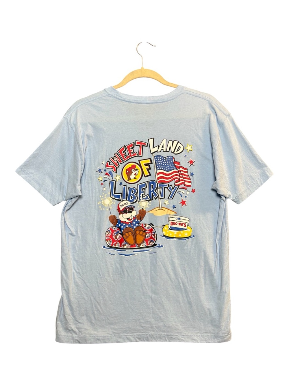 Buc-ees 2025 4th of July Authentic Blue Sweet Land Of Liberty T-Shirt Adult Sz L - Picture 2 of 7